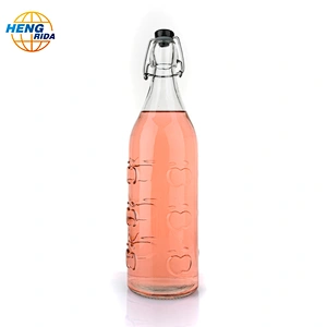 Wholesale 1000ml soft drink bottle Apple pattern glass bottle