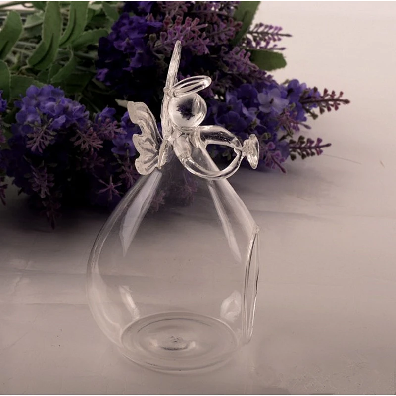 Clear Glass Angel Tealight Candle Holder for Wedding Dinner Christmas Decoration