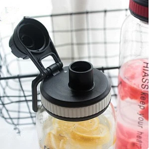 Customized 700ml 1000ml Large Capacity Sport High Borosilicate Glass Water Bottle With Lid