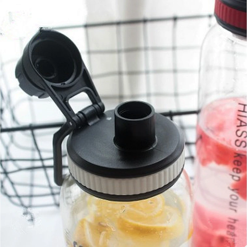 Customized 700ml 1000ml Large Capacity Sport High Borosilicate Glass Water Bottle With Lid
