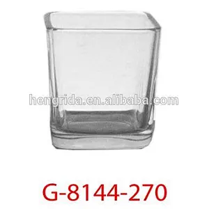 wholesale square clear home decoration glass candle holders