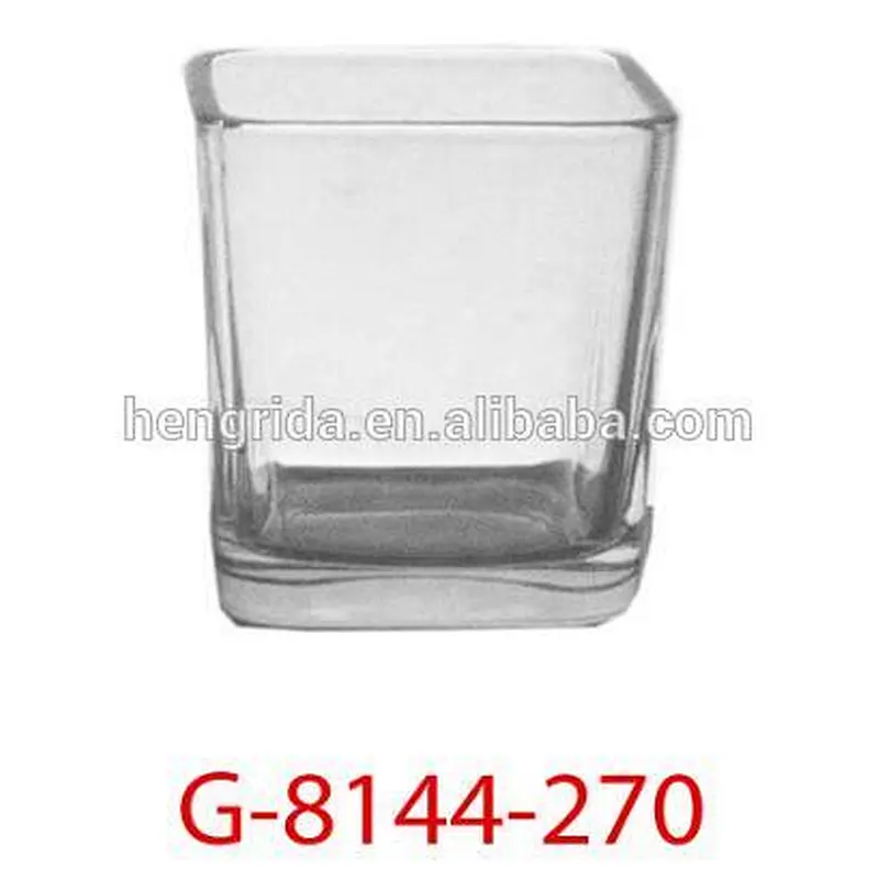 wholesale square clear home decoration glass candle holders