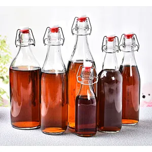 8.5oz Swing Top Glass Bottle with Metal Clamp For Water Juice Oil