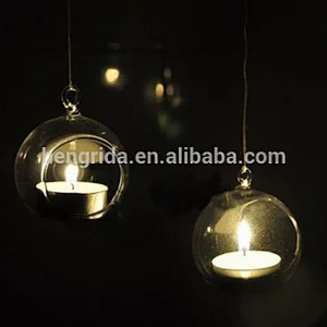 Romantic Crystal Glass Hanging Candle Lantern for Home Ornament (Dia 6cm)