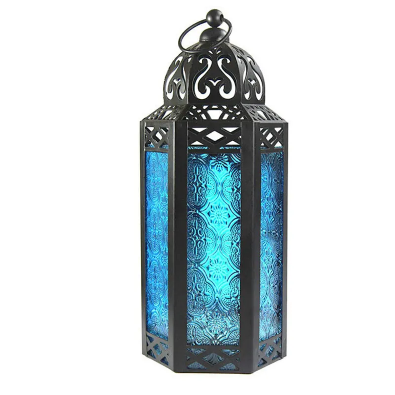 Moroccan style Glass Candle holder, Antique indoor outdoor hanging Candle Lantern for Patio, Events, Parties, Weddings