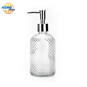 400ml Clear Round Shape Glass Bottle with Sprayer for Liquid Soap