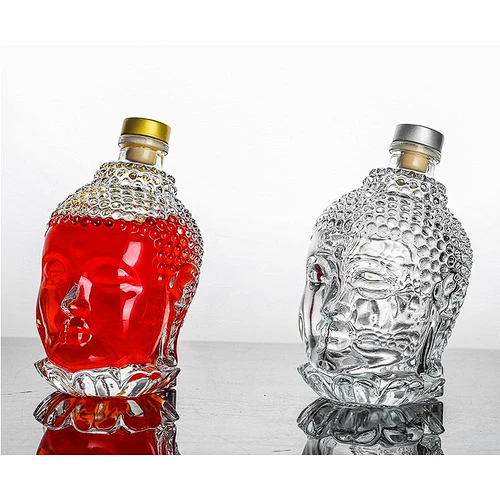 750ml Fashion Unique Shape Vodka Whisky Buddha Head Glass Whiskey Bottle for Alcohol Drinking