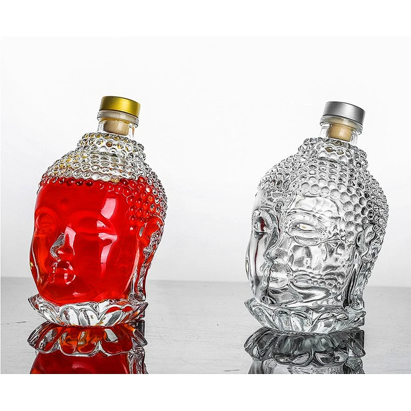 750ml Fashion Unique Shape Vodka Whisky Buddha Head Glass Whiskey Bottle for Alcohol Drinking