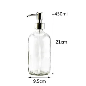 Boston Round Bottles Soap Dispenser with Rustproof Pump for Essential Oil, Lotion Soap