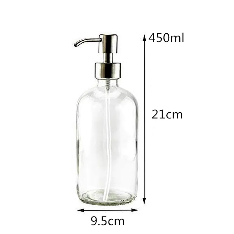 Boston Round Bottles Soap Dispenser with Rustproof Pump for Essential Oil, Lotion Soap