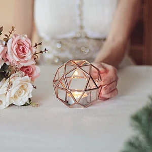 Wedding Lights Glass Geometric Lantern Candle Holder for decoration