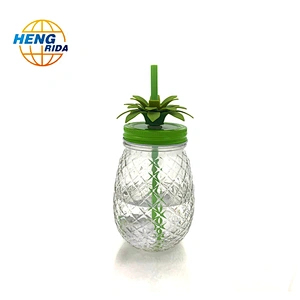 450ml Pineapple Shape Clear Glass Jar with silicone Lid