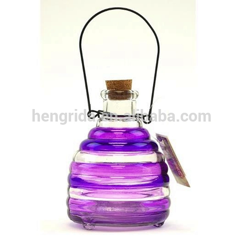 colorful Glass Catcher Trap with Metal Handle for Bees Wasps Hornets