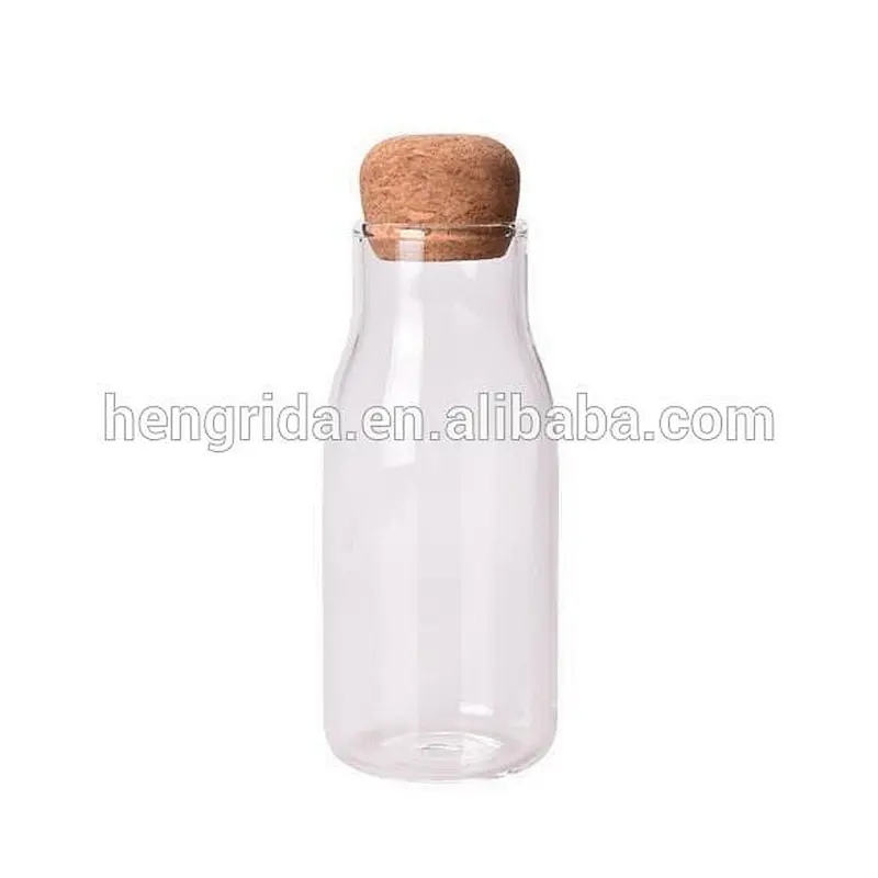 150ml 300ml 600ml borosilicate glass milk bottle with cork