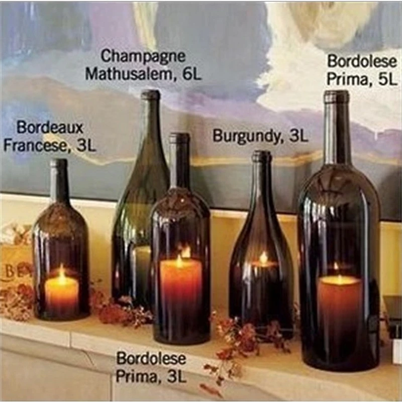 2018 Hot Sale Cut Wine Bottle Tealight Glass Candle holder for Household Decoration