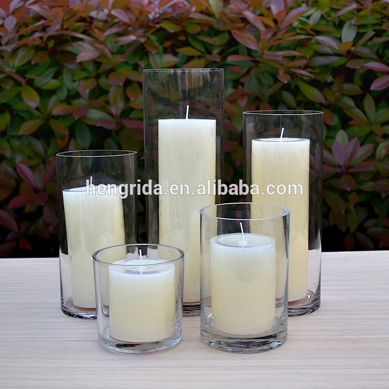 cylindrical glass candelabrum candle holder