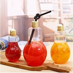 150ml/200ml/250ml/300ml/400ml/800ml Bulb Glass Beverage/Milk/Coffee  Bottles With Sliver/Golden Screw Cap and Plastic Straws