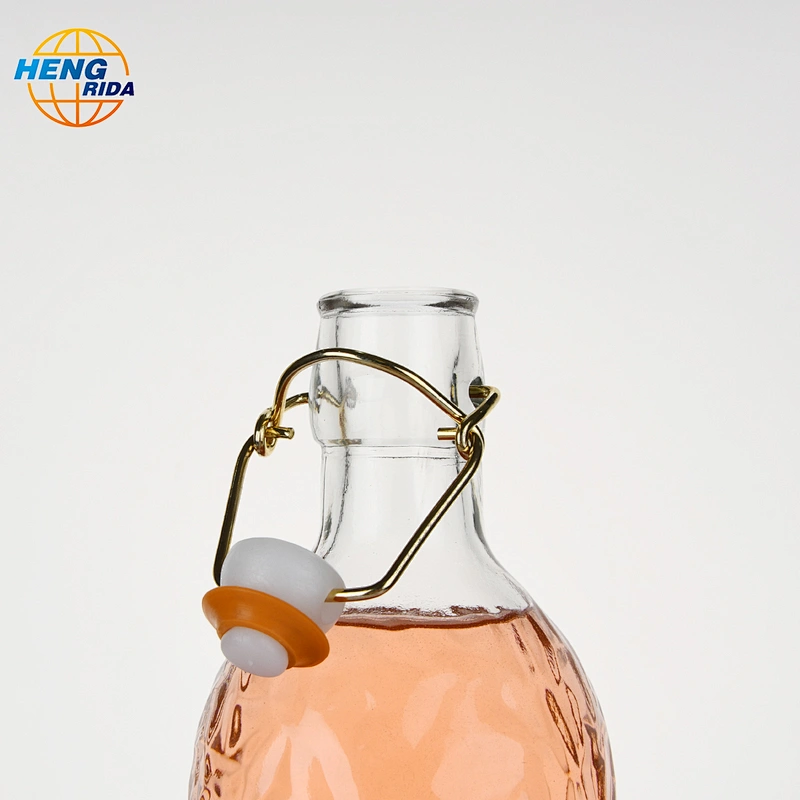 1000ml glass bottle of fruit juice with hammer pattern