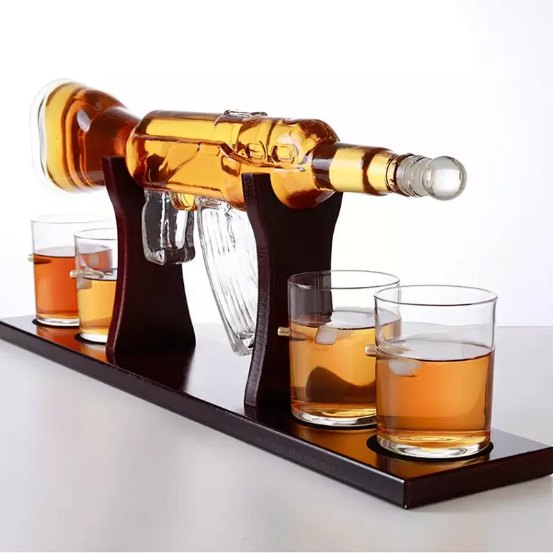 A whisky bottle with a distinctive shape
