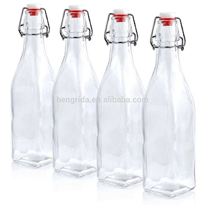 250ml 500ml 1000ml Square Swing Top Glass Bottle For Water Juice Oil