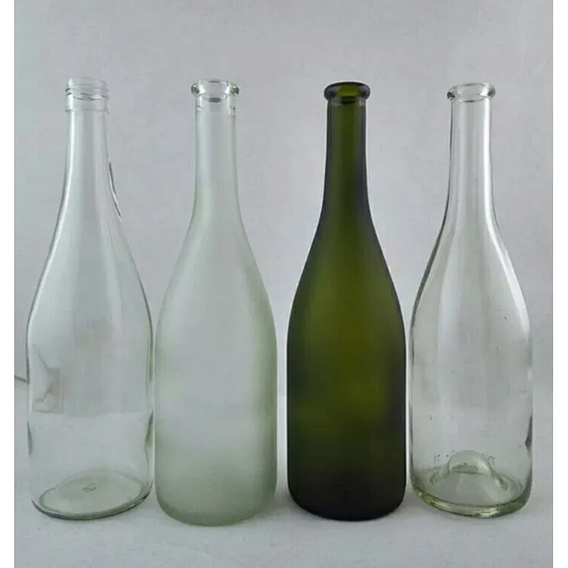 Factory Direct Wholesale 750ml Lead Free Yellow Glass Burgundy Wine Bottle with Cork Finish