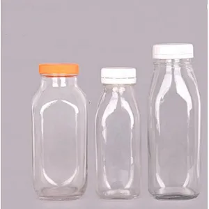 200ml 250ml 500ml 1000ml transparent glass milk bottle with cap