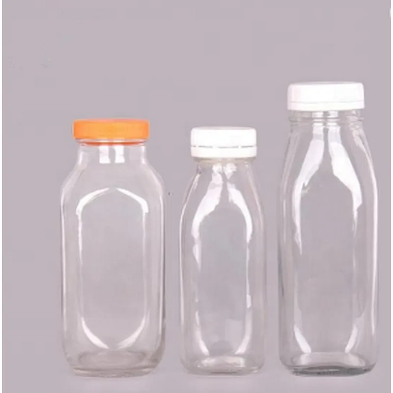 200ml 250ml 500ml 1000ml transparent glass milk bottle with cap