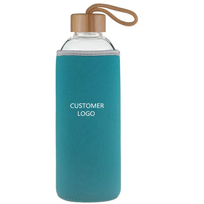 BPA Free Wide Mouth Water Glass Bottle for Drinking With Stainless Steel Lids or plastic lids