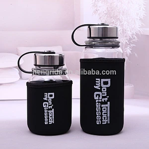 Top Quality Borosilicate Glass Bottle 25 oz with Stainless Steel Leak-proof Cap, Nylon Sleeve