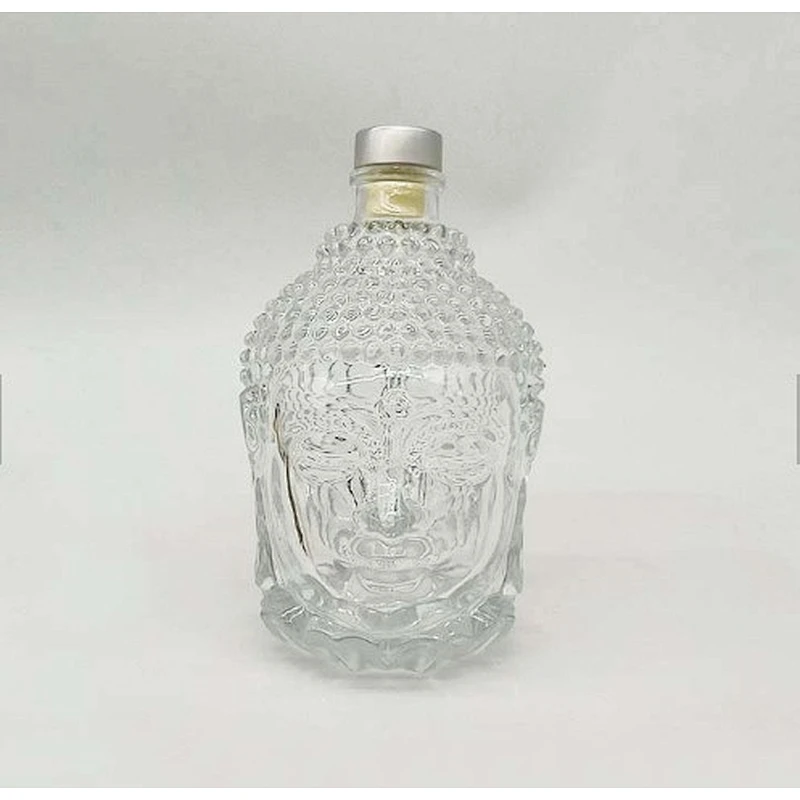 750ml Fashion Unique Shape Vodka Whisky Buddha Head Glass Whiskey Bottle for Alcohol Drinking
