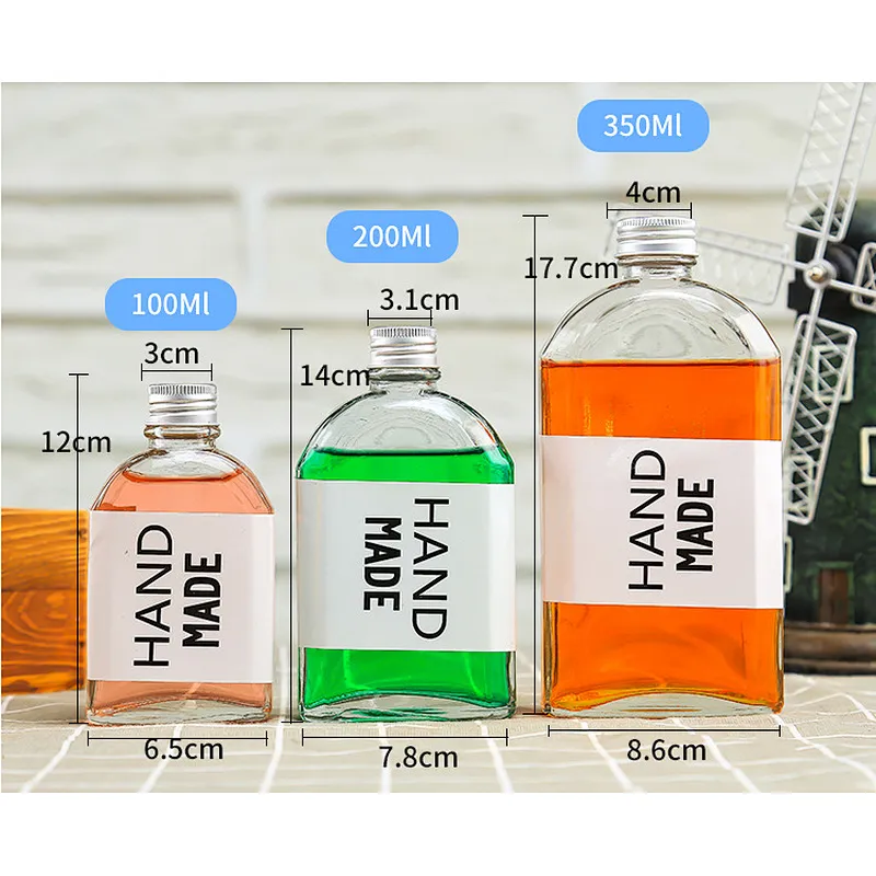 100ml 200ml 350ml beverage juice milk glass bottle with aluminum lid