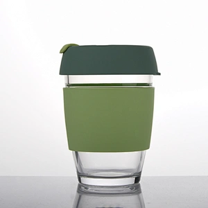 Colorful glass coffee cups with silicone covers