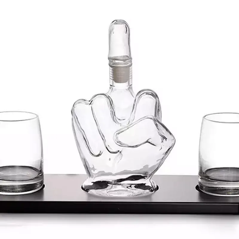 Whiskey bottles and glasses shaped with high borosilicate fingers