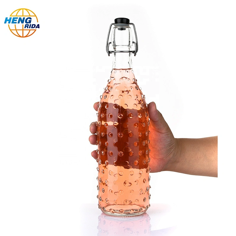 1000ml glass bottle of fruit juice with The rain patterns
