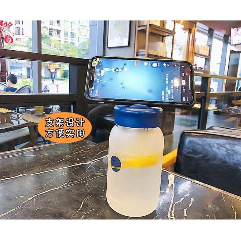 Wholesale 460ml hot-selling matte glass bottle with mobile phone holder