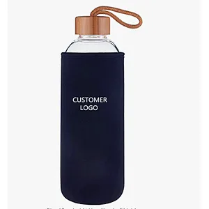 BPA Free Wide Mouth Water Glass Bottle for Drinking With Stainless Steel Lids or plastic lids