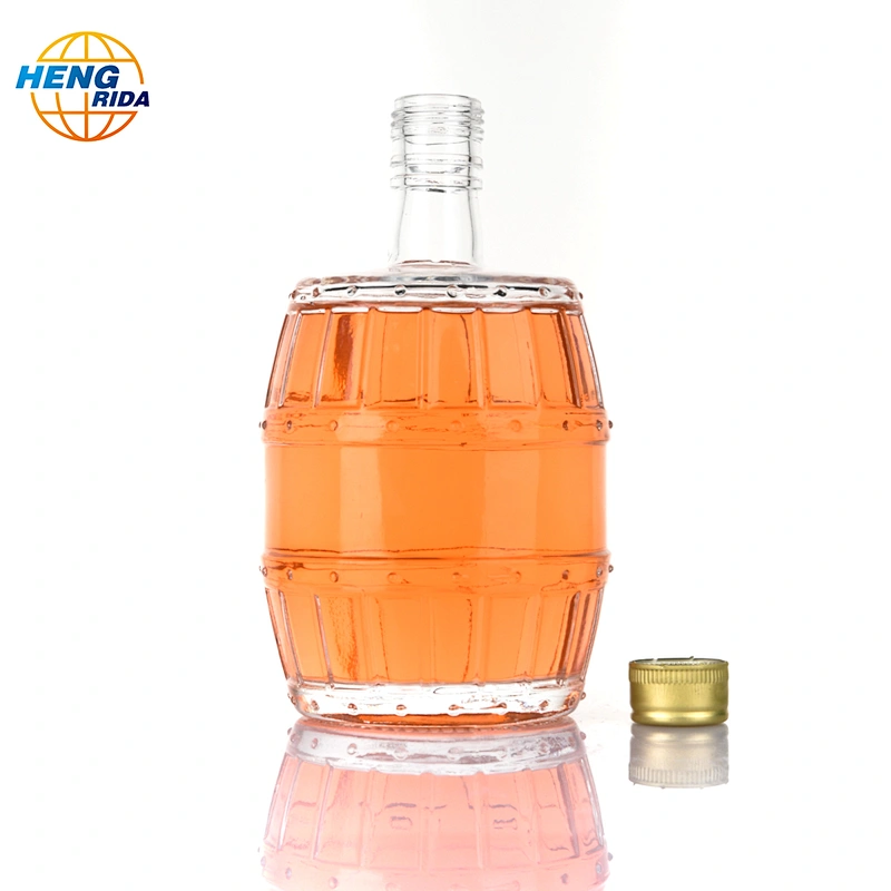 750ml Glass Barrel Shaped Bottle for Wine or Beverage