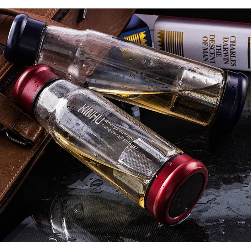 420ml 550ml glass drinking bottle different base of bottle with metal lid and sleeve used for office and outdoors