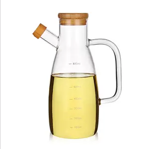 Eco-friendly lead free 500ml 650ml cooking olive oil glass storage bottle, Vinegar Bottle Dispenser with Cork