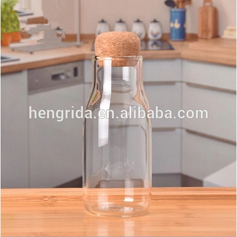 150ml 300ml 600ml borosilicate glass milk bottle with cork