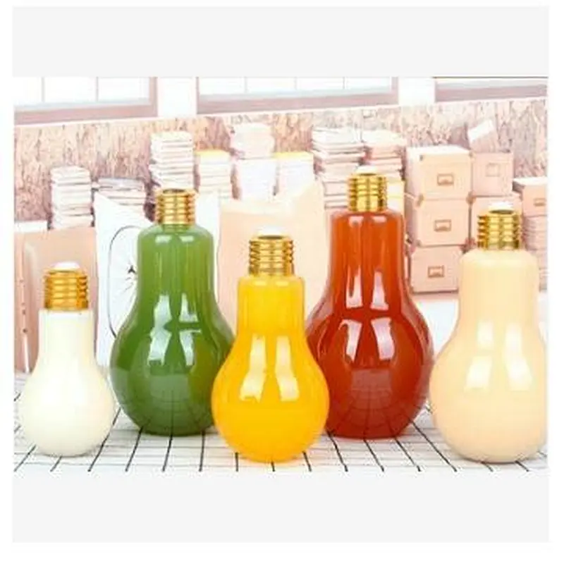 150ml/200ml/250ml/300ml/400ml/800ml Bulb Glass Beverage/Milk/Coffee  Bottles With Sliver/Golden Screw Cap and Plastic Straws