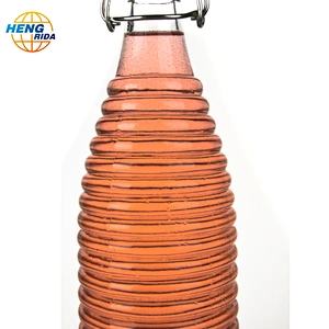 1000ml glass bottle with buckle Stripe pattern