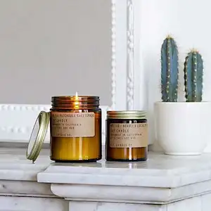3.5oz/7oz Brown Glass Candle Jars With Customized Color Aluminium Lid