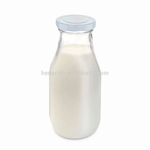 11Oz Glass Milk Bottle Including Reusable Lids and Straws