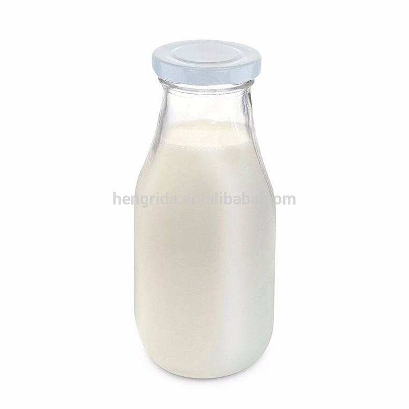 11Oz Glass Milk Bottle Including Reusable Lids and Straws