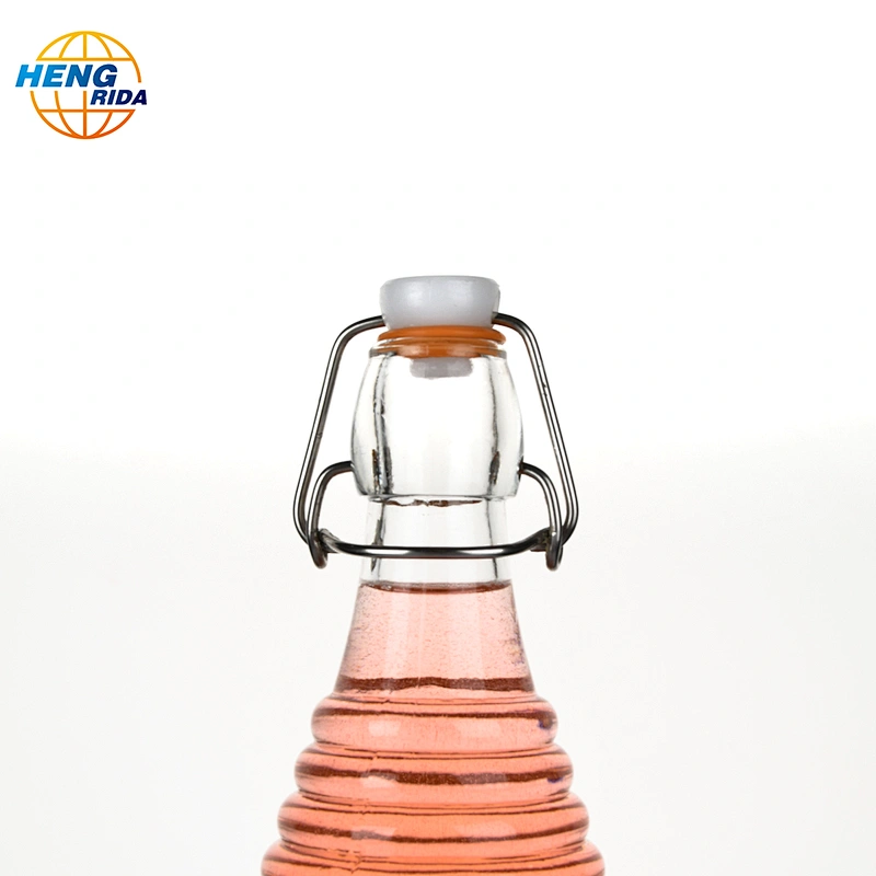 1000ml glass bottle with buckle Stripe pattern