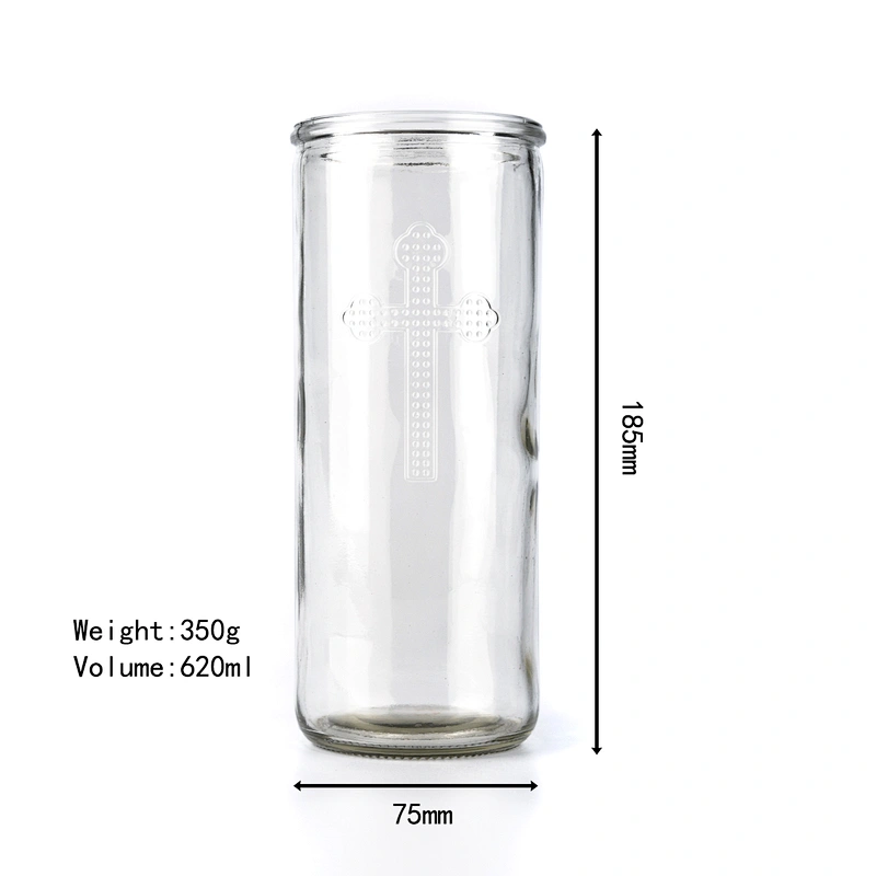 620ml cross pattern glass candle holder