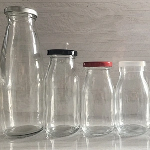 200ml 250ml 500ml 1000ml transparent glass milk bottle with cap
