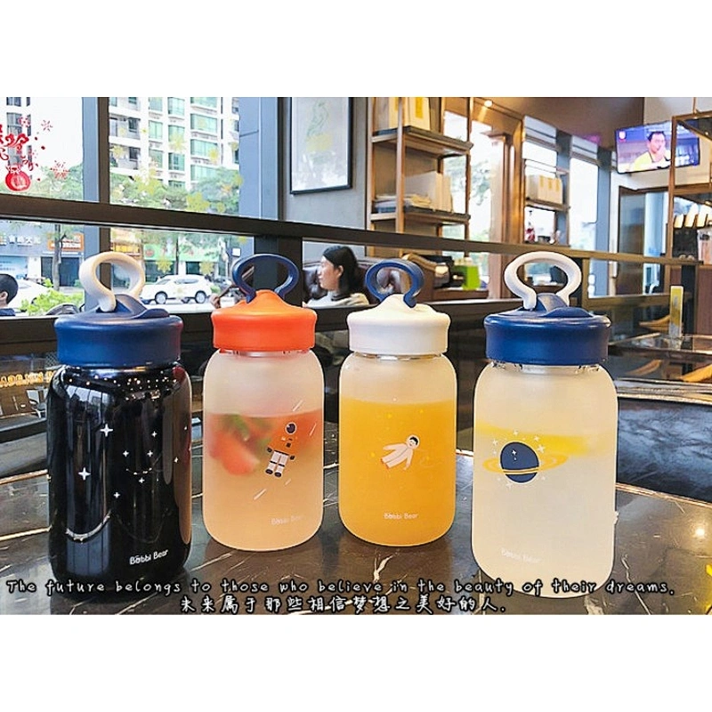 Wholesale 460ml hot-selling matte glass bottle with mobile phone holder