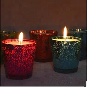 Wholesale Elegant Decorative Tea Cup Glass Candle Holder With Electroplating